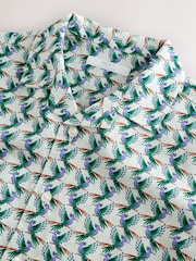 Green/Ecru Geo Print Short Sleeve Revere Collar Shirt (3-16yrs) - Image 3 of 5