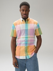 Orange mit Pink - Madras-Karo Kurzarmhemd - Bild 1 von 8