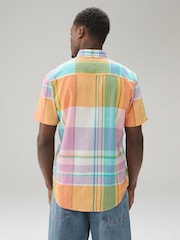 Orange mit Pink - Madras-Karo Kurzarmhemd - Bild 3 von 8