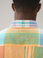 Orange mit Pink - Madras-Karo Kurzarmhemd - Bild 5 von 8