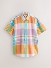 Orange mit Pink - Madras-Karo Kurzarmhemd - Bild 6 von 8