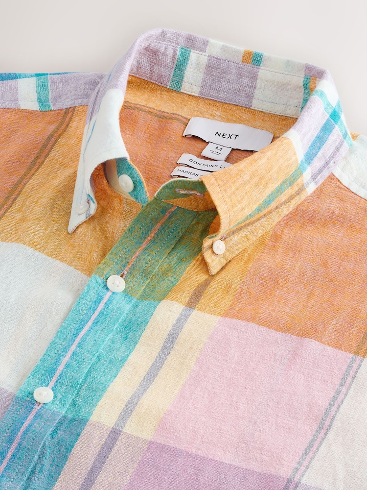 Orange mit Pink - Madras-Karo Kurzarmhemd - Bild 8 von 8