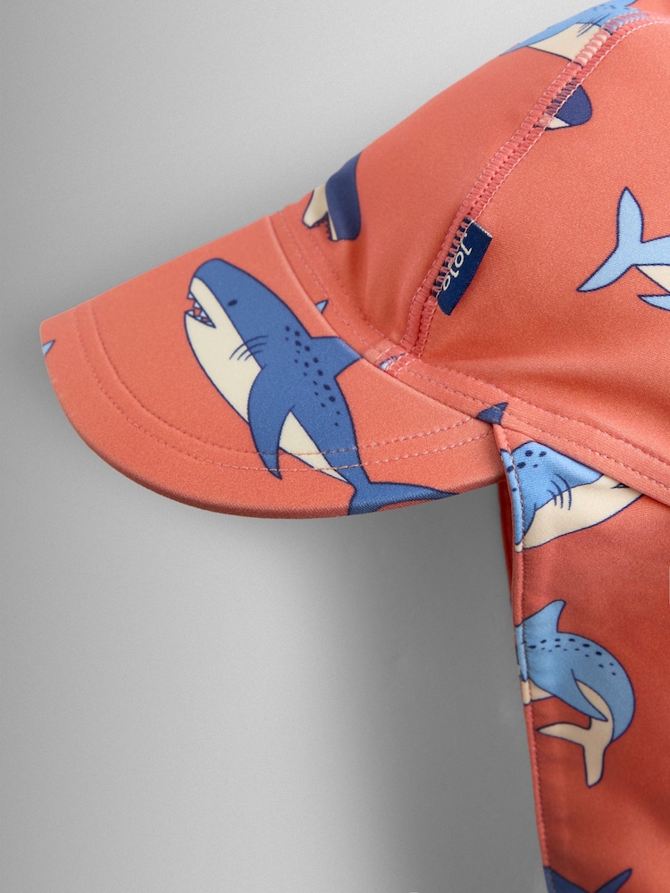 JoJo Maman Bébé Orange Shark Sun Protection Swim Hat - Image 2 of 3 JoJo Maman Bébé Orange Shark Sun Protection Swim Hat - Image 2 of 3