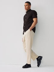 Rust Brown Stretch Oxford Short Sleeve Shirt - Image 2 of 8