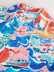 蓝色 - 印花短袖衬衫 - 6的图像6｝