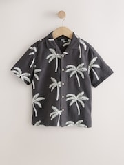 Black Palm Embroidery - Cămașă cu guler revere și mânecă scurtă (3-16ani) - Imaginea 1 din 4