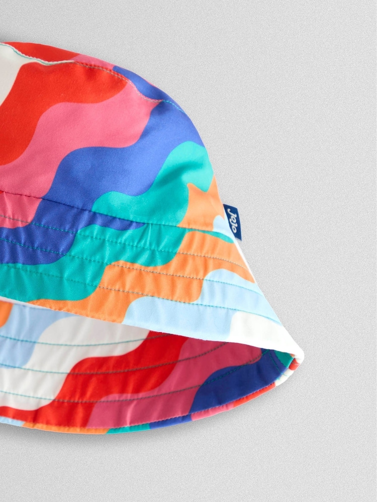JoJo Maman Bébé Multi-Coloured Wavy Stripe Swim Bucket Hat - Image 4 of 4