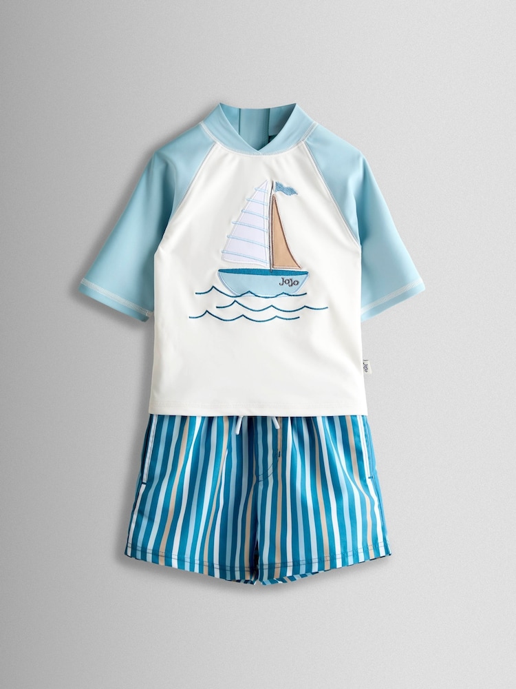 أزرق - JoJo Maman Bébé Appliqué Long Sleeve Rash Vest Set - Image 2 of 7 أزرق - JoJo Maman Bébé Appliqué Long Sleeve Rash Vest Set - Image 2 of 7