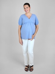 JoJo Maman Bébé Blue Short Sleeve Maternity Jersey Top - Image 2 of 5