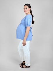 JoJo Maman Bébé Blue Short Sleeve Maternity Jersey Top - Image 3 of 5