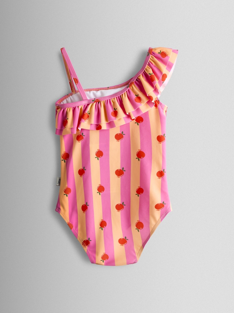 JoJo Maman Bébé Stripe Asymmetric Ruffle Swimsuit - Bild 2 von 3