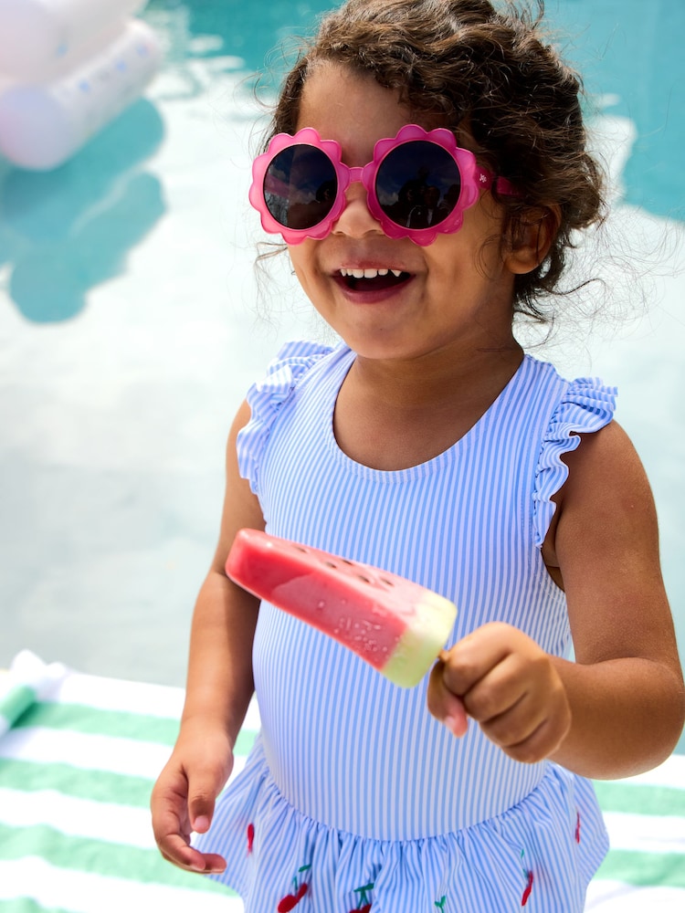 JoJo Maman Bébé Blue Frill Swimsuit - Image 1 of 1