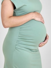 JoJo Maman Bébé Green Premium Jersey Ruched Side Bodycon Midi Dress - Image 5 of 5