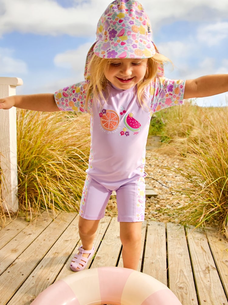 JoJo Maman Bébé Lilac Fruit Sun Protection Hat - Image 2 of 4