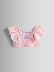 JoJo Maman Bébé Pink Cherry Stripe Textured 2-Piece Bikini Set - Image 4 of 8