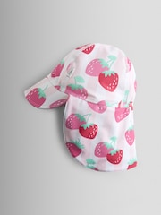 JoJo Maman Bébé Pink Strawberry Stripe UV Sun Protection Swim Hat - Image 1 of 3