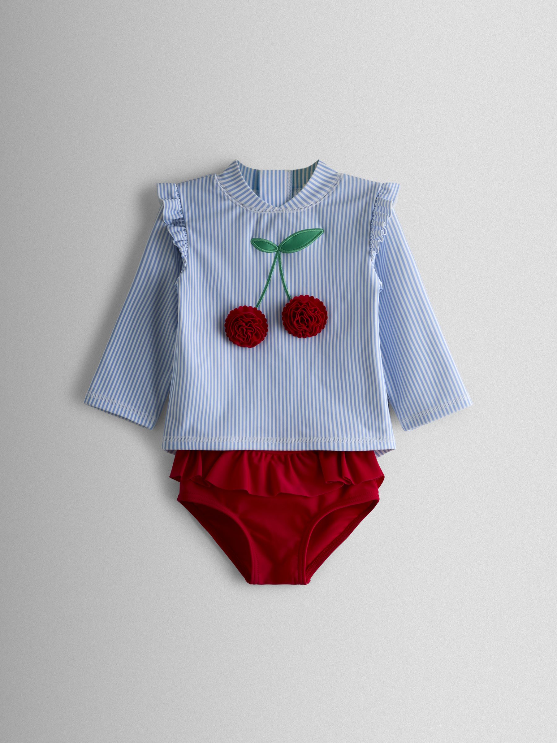 Jojo Maman Bébé Blue Stripe Cherry Sunsafe Rash Vest Set