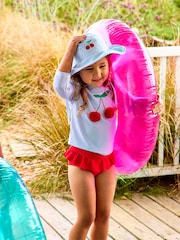 JoJo Maman Bébé Blue Stripe Cherry Long Sleeve Rash Vest Set - Image 1 of 1