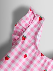 JoJo Maman Bébé Strawberry Gingham Swimsuit With Integral Nappy - صورة 3 من 4