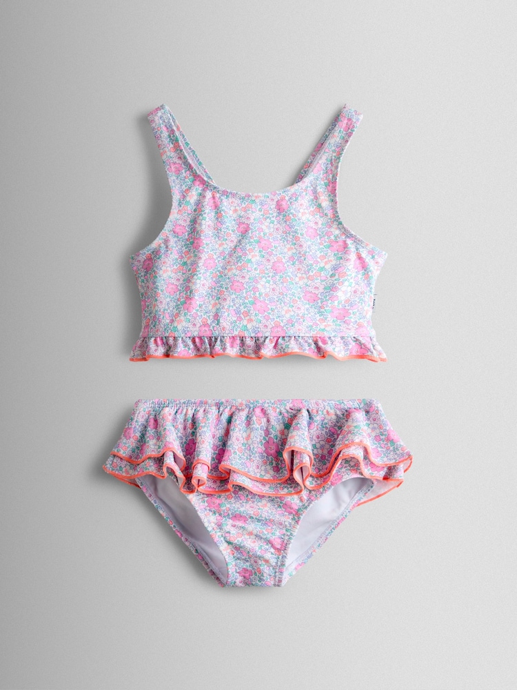 JoJo Maman Bébé Neon Ditsy Frill Print 2-Piece Bikini Set - Image 2 of 7