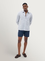 Percival Blue Pleated Tailored Linen Shorts - Image 1 of 5