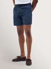 Percival Blue Pleated Tailored Linen Shorts - Image 3 of 5