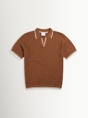 Percival Brown Casa Martini Knitted Tennis Polo Shirt - Image 1 of 1