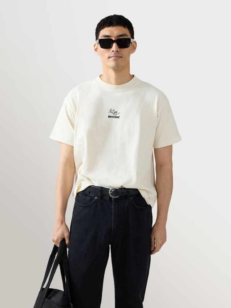 Percival White Wildlands Oversized Graphic Print T-Shirt - Image 1 of 8