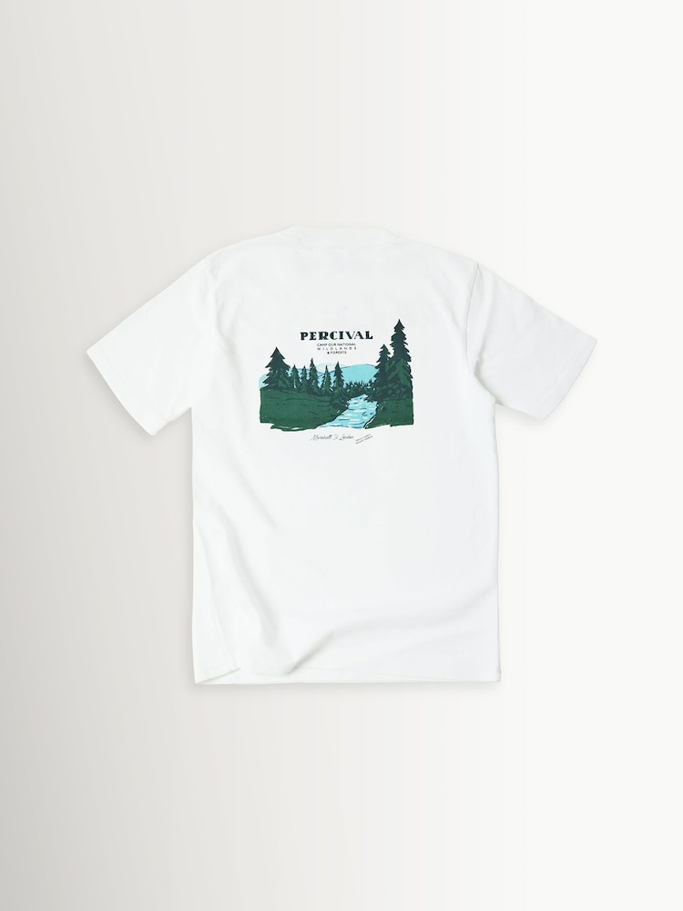 Percival White Wildlands Oversized Graphic Print T-Shirt - Image 8 of 8