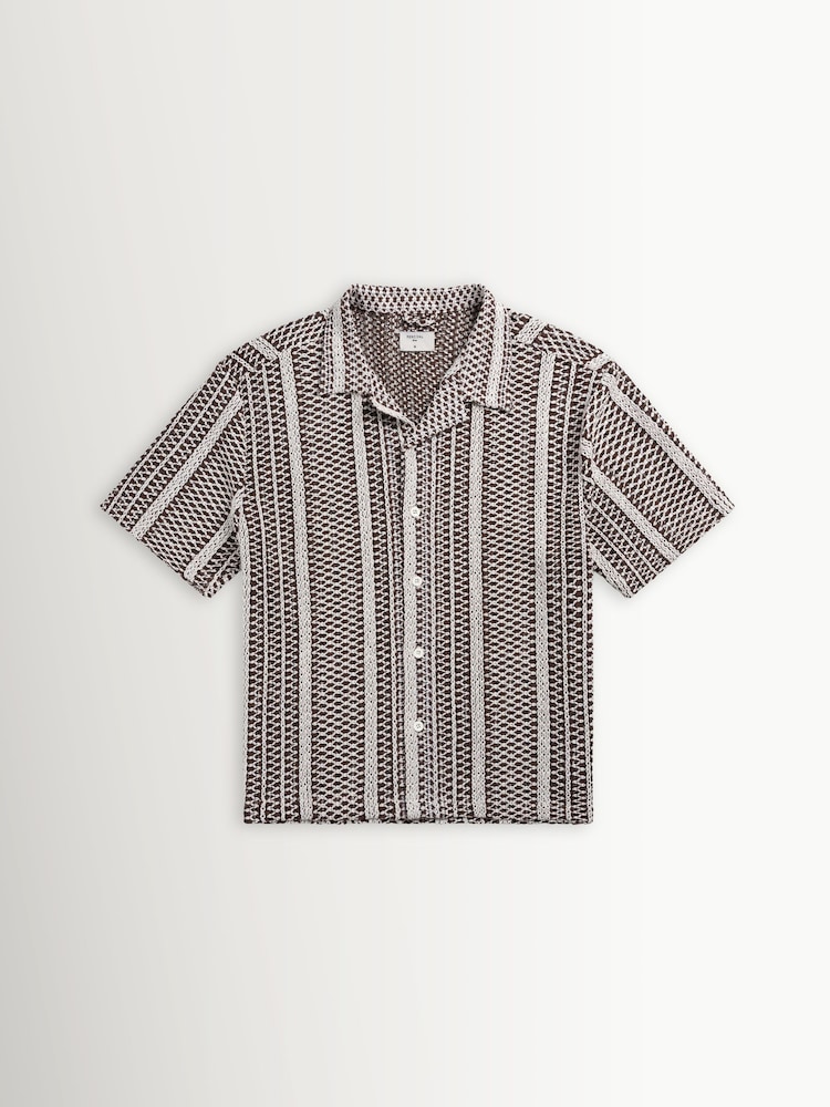 Percival Brown Hugh Crochet Cuban Shirt - Image 7 of 7