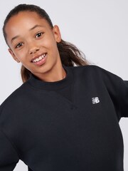 New Balance Black French Terry Small Logo Crew Sweatshirt - Image 4 of 8