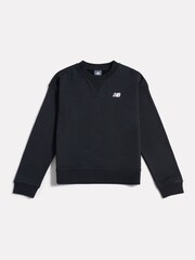 New Balance Black French Terry Small Logo Crew Sweatshirt - Image 6 of 8