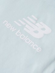 New Balance Blue Stacked Logo T-Shirt and Cycle Shorts Set - Image 4 of 5