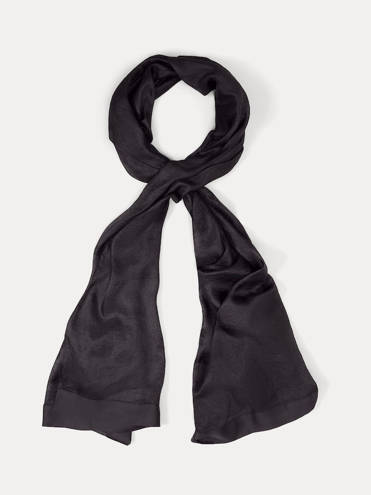 Phase Eight Black Satin Trim Scarf - Image 1 of 6
