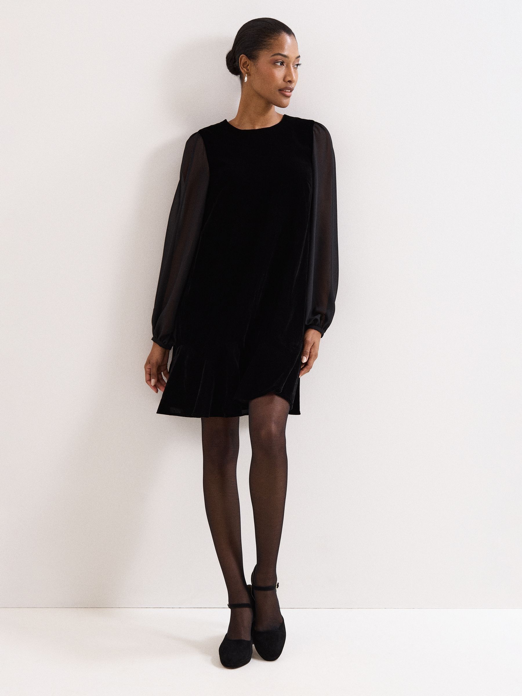 Buy Phase Eight Black Petite Velvet Swing Dress from Next USA