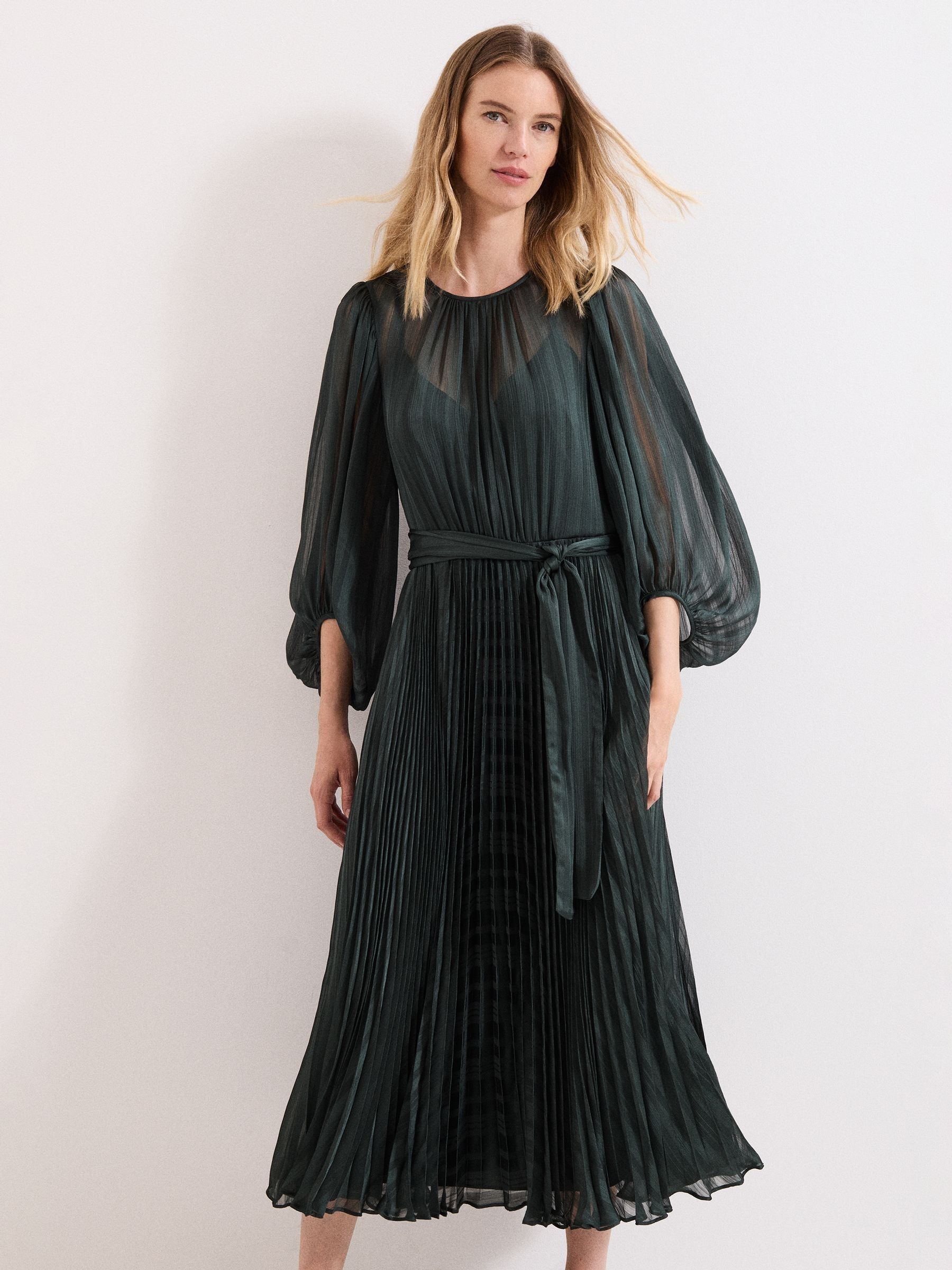 Buy Phase Eight Green Petite Lucie Pleat Dress from Next USA