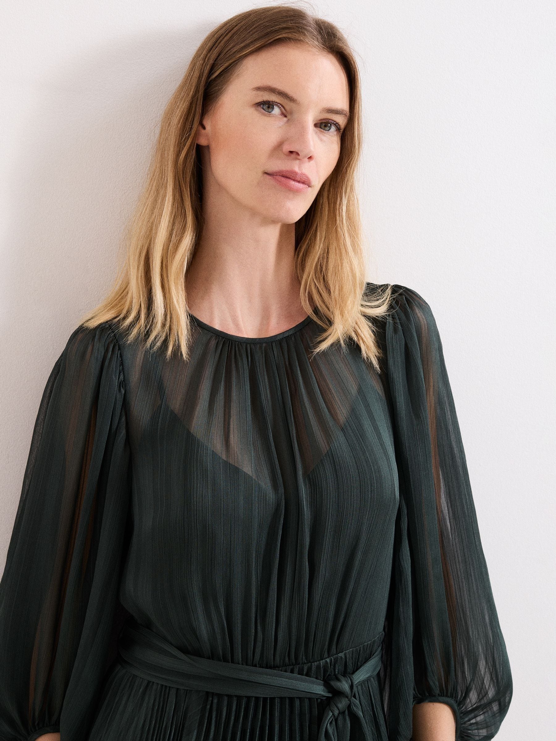 Buy Phase Eight Green Petite Lucie Pleat Dress from Next USA