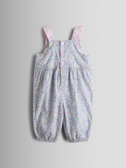 JoJo Maman Bébé Floral Spliced Dungarees T-Shirt and Hat Set - Imaginea 3 din 9