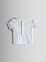 JoJo Maman Bébé Floral Spliced Dungarees T-Shirt and Hat Set - Imaginea 5 din 9