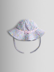 JoJo Maman Bébé Floral Spliced Dungarees T-Shirt and Hat Set - Imaginea 6 din 9