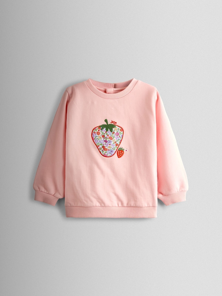 JoJo Maman Bébé Light Pink 2- Piece Strawberry Appliqué And Leggings Set - Image 2 of 7