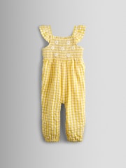 JoJo Maman Bébé Yellow Smocked Dungaree, T-Shirt & Headband Set - Image 2 of 8