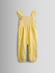 JoJo Maman Bébé Yellow Smocked Dungaree, T-Shirt & Headband Set - Image 3 of 8