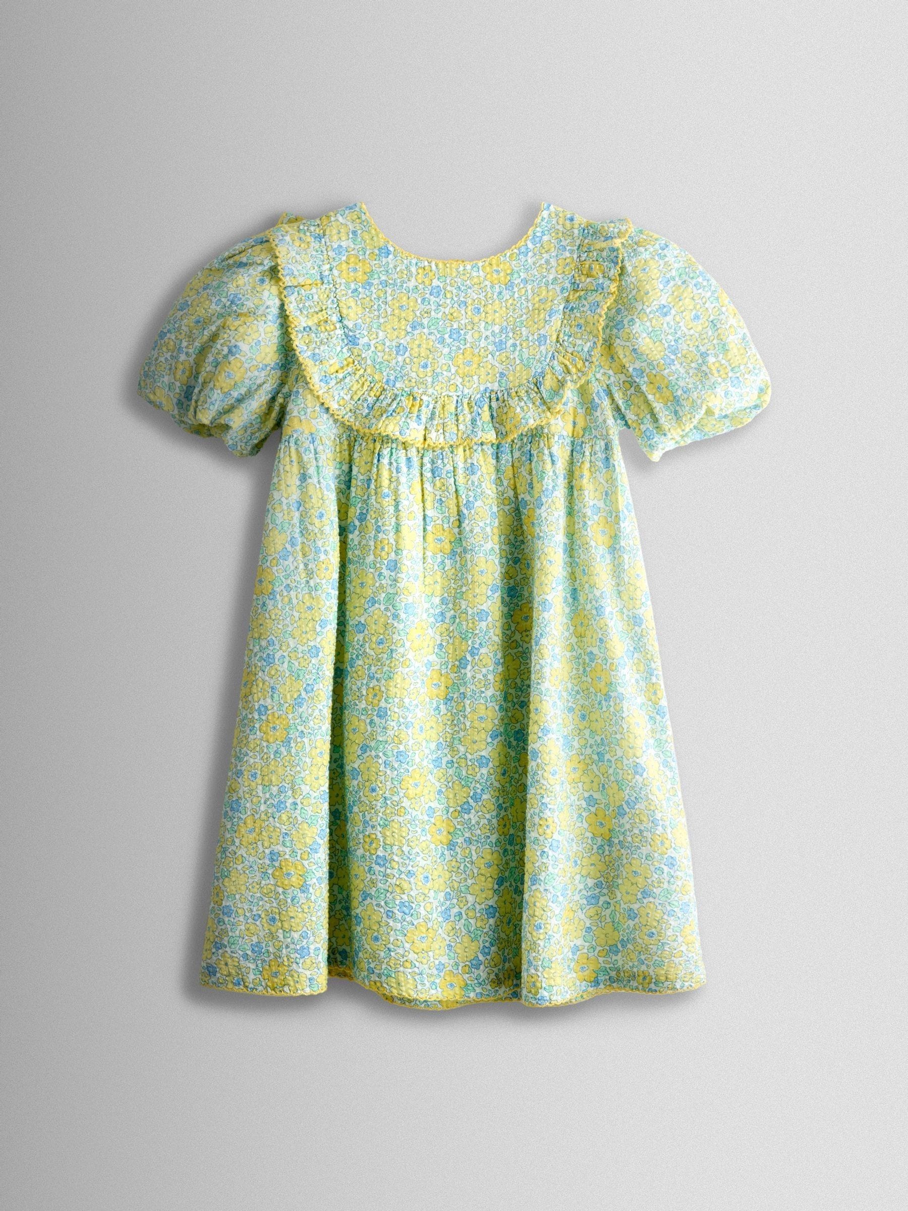 Buy JoJo Maman Bébé Light Yellow Floral Seersucker Puff Sleeve
