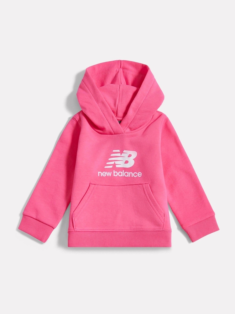 New Balance Pink Stacked Logo FT Hoodie - Image 1 of 3