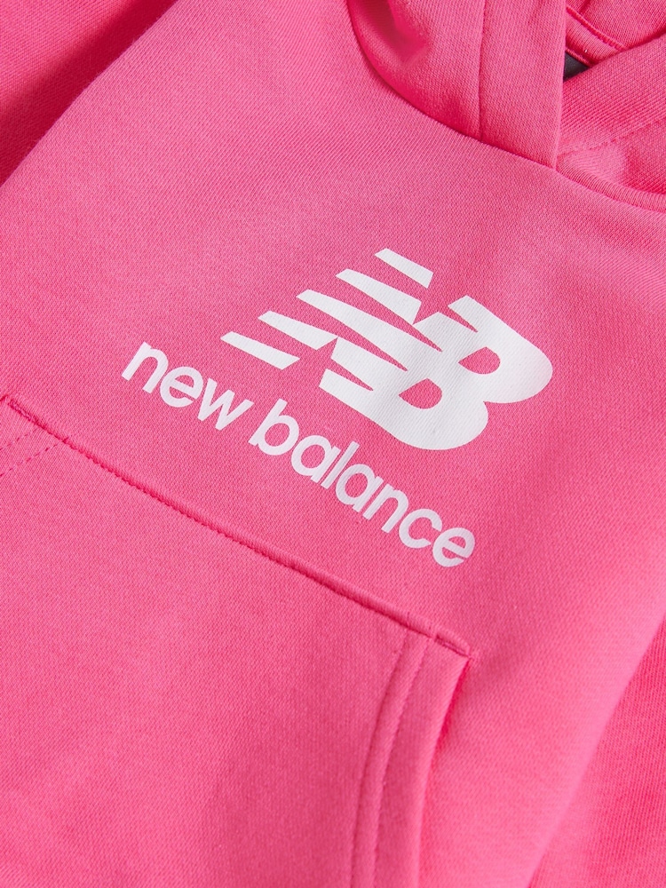 New Balance Pink Stacked Logo FT Hoodie - Image 3 of 3