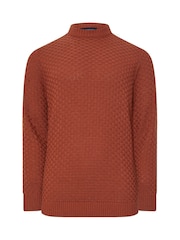 BadRhino Big & Tall Orange Textured Crew Neck Knitted Jumper - Image 5 of 6