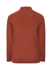 BadRhino Big & Tall Orange Textured Crew Neck Knitted Jumper - Image 6 of 6