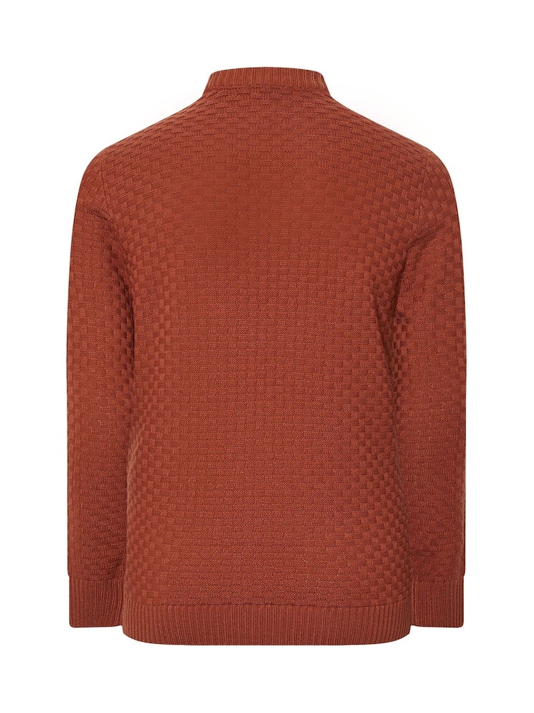 BadRhino Big & Tall Orange Textured Crew Neck Knitted Jumper - Image 6 of 6