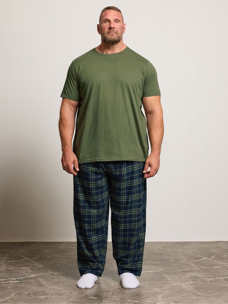 BadRhino Big & Tall Green Checked T-Shirt amd Pyjama Bottoms Set - Image 1 of 5 BadRhino Big & Tall Green Checked T-Shirt amd Pyjama Bottoms Set - Image 1 of 5